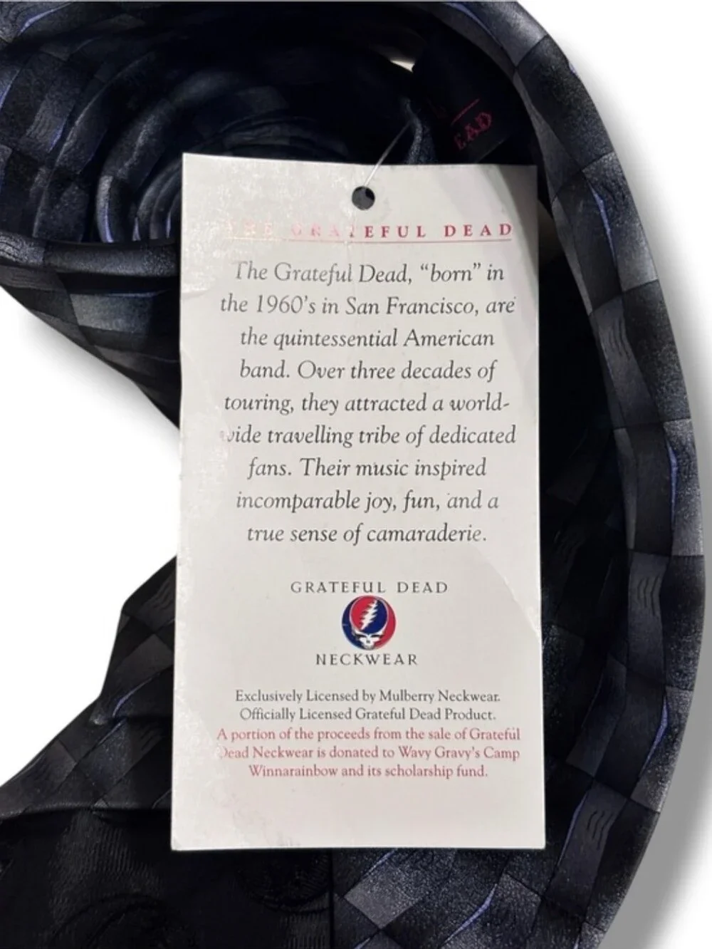 GRATEFUL DEAD Grey Blue Silk Print Tie Jahrhundert Hall VINTAGE Dead Stock